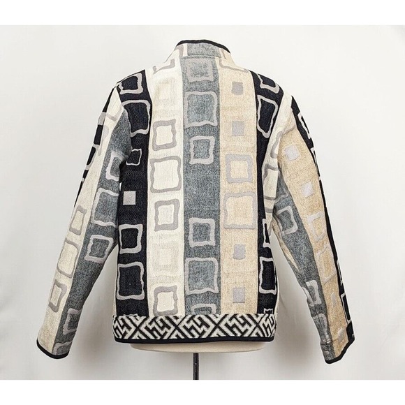Trimdin Jacket Reversible Gray Tan White Black Geometric Statement Misses Size L - Picture 5 of 11